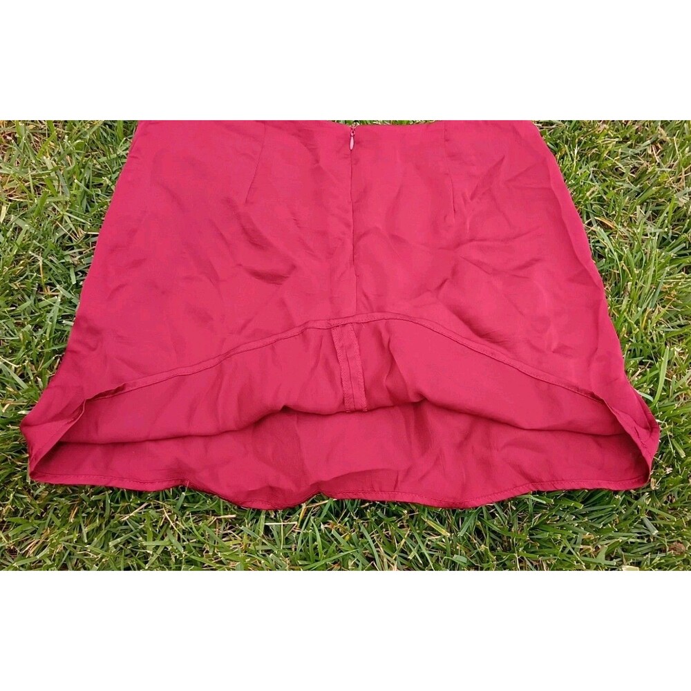Whimsigoth Burgundy Lace Up Mini Skirt Size Large Y2K Coquette A-Line - Picture 5 of 8